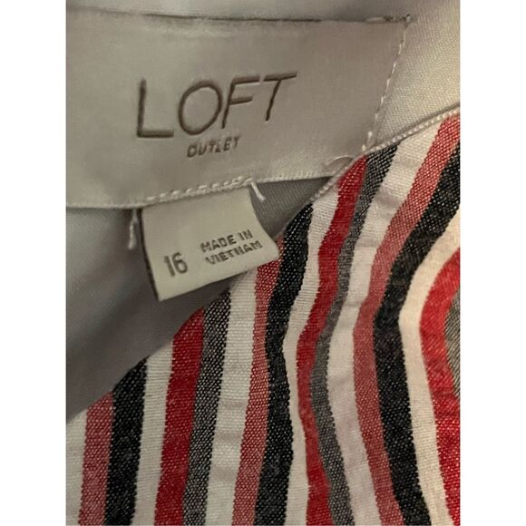 LOFT Cotton Striped One Shoulder Dress. Size 14 - Picture 2 of 7